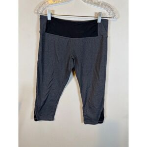 Kyodan Womens Cropped Leggings Mesh Hem Heathered Gray Size M